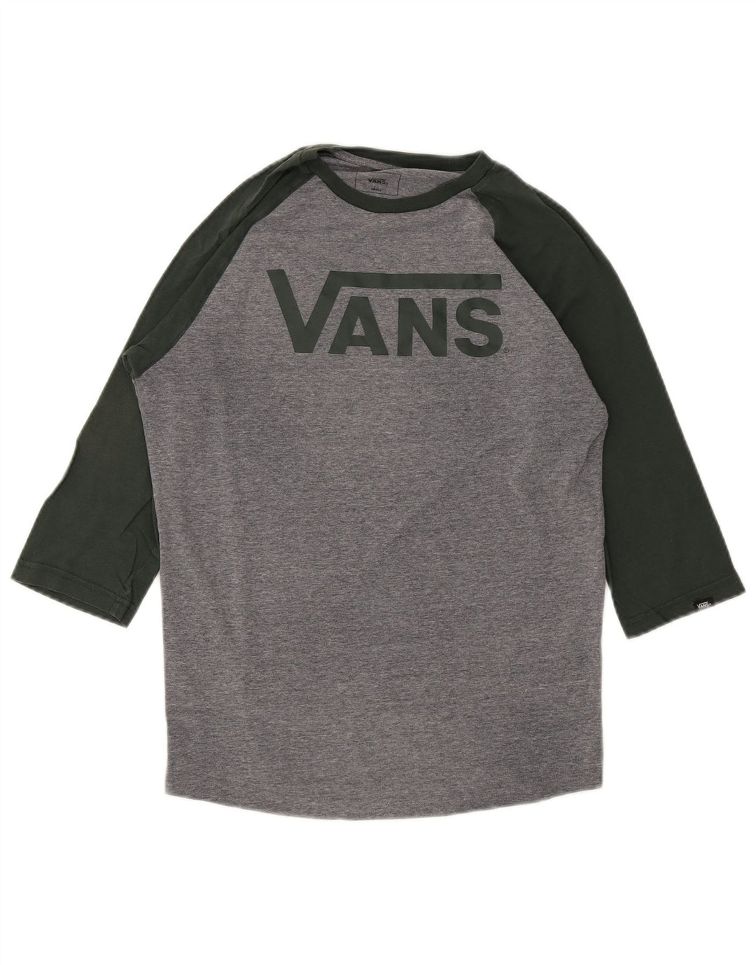 Vans Masculino Custom Fit Graphic Top manga 3/4 pequeno cinza colorblock algodão