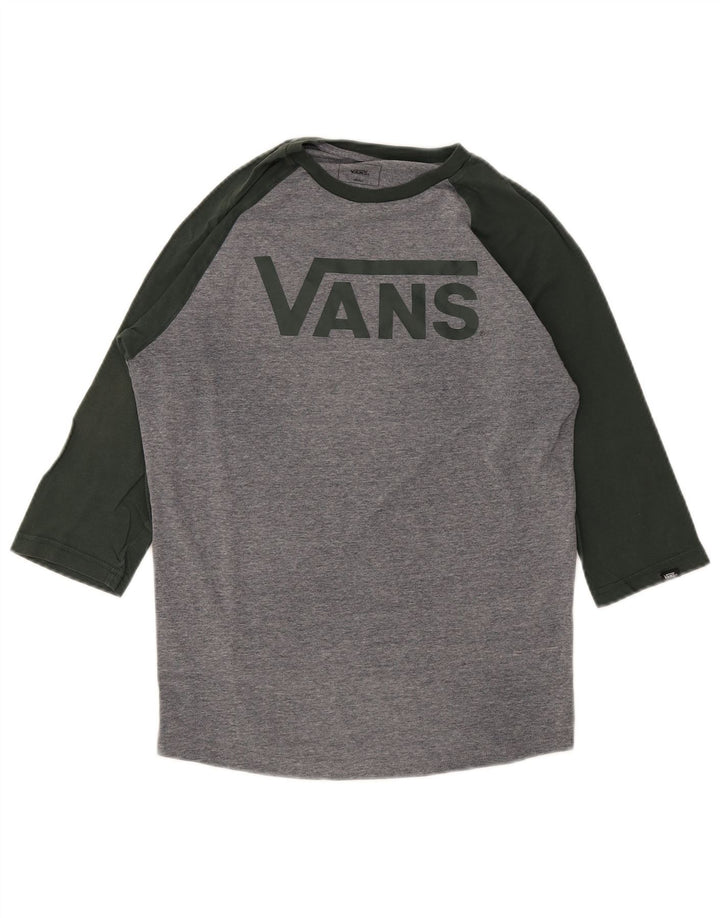 Vans Masculino Custom Fit Graphic Top manga 3/4 pequeno cinza colorblock algodão