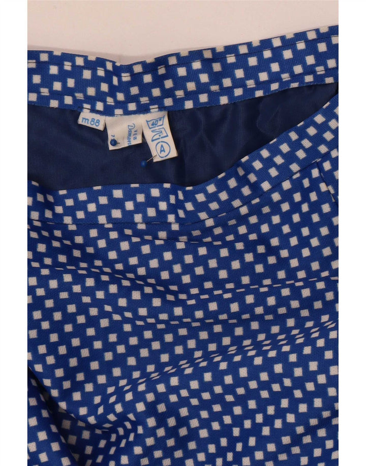 Saia maxi feminina vintage W28 azul médio geométrico