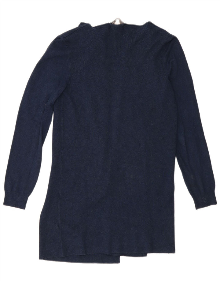 Suéter cardigã aberto feminino Marks & Spencer Longline Reino Unido 10 pequeno azul marinho