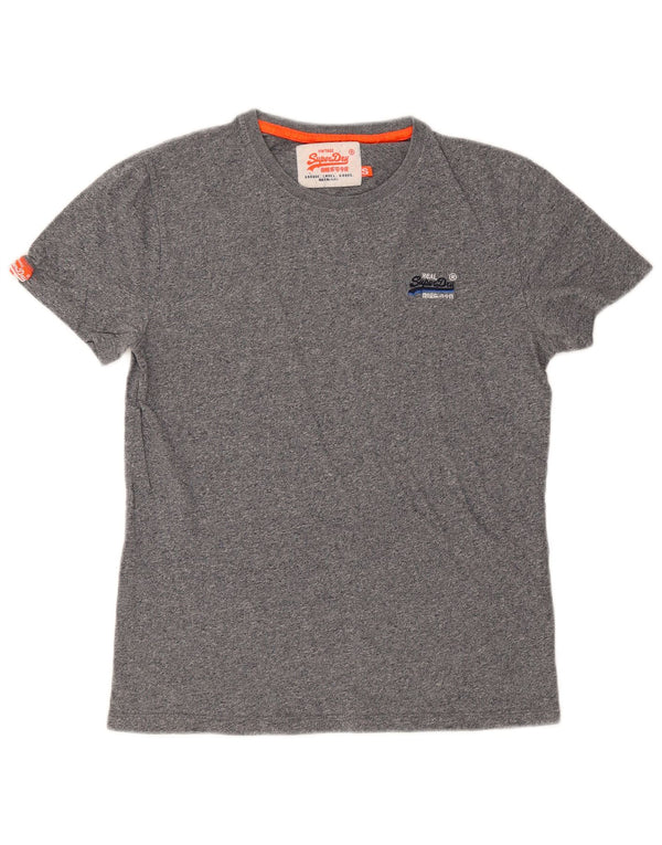 Camiseta masculina Superdry Top pequeno algodão manchado cinza