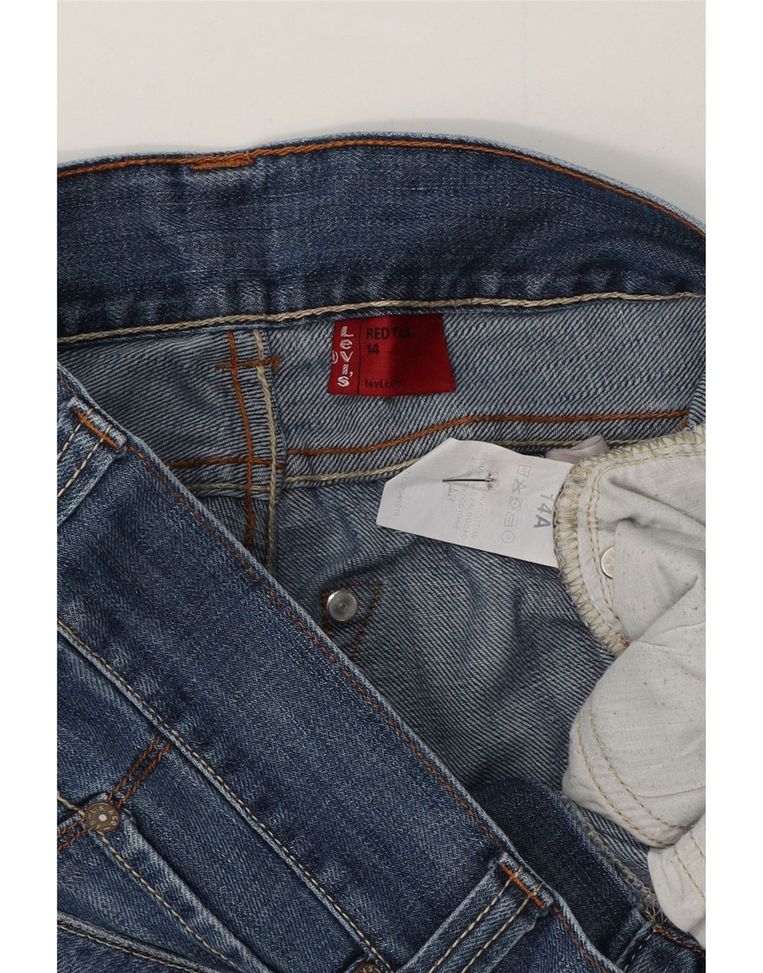 Shorts jeans para meninos Levi's 13-14 anos W30 algodão azul