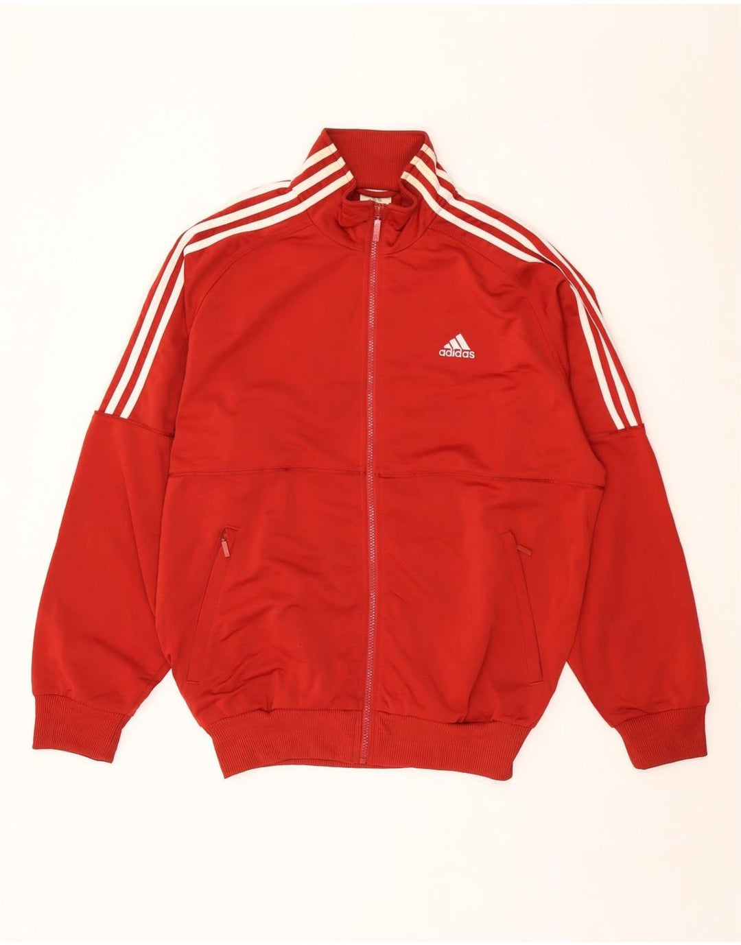 Adidas Mens Tracksuit Top Jacket UK 40/42 Poliéster Vermelho Médio