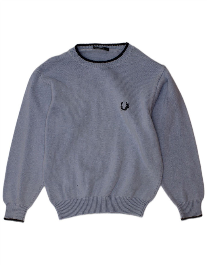 Suéter masculino Fred Perry com gola redonda, 5-6 anos, algodão azul