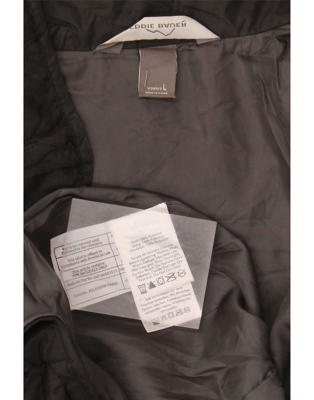 Jaqueta acolchoada feminina Eddie Bauer UK 16 grande poliéster preto