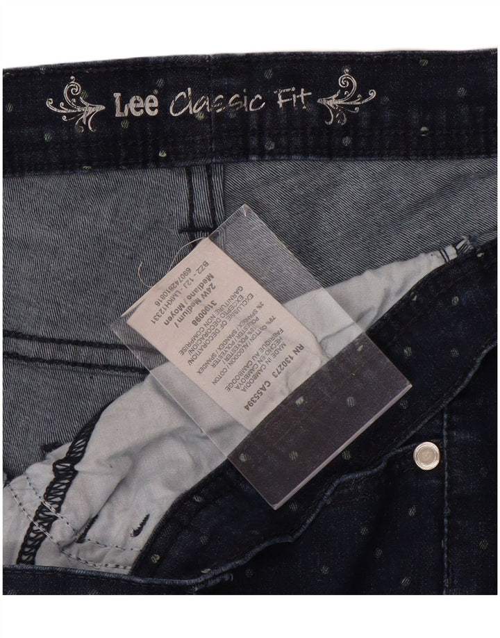 Calça jeans feminina LEE Classic Fit Capri US 24 4XL W48 L20 algodão manchado azul