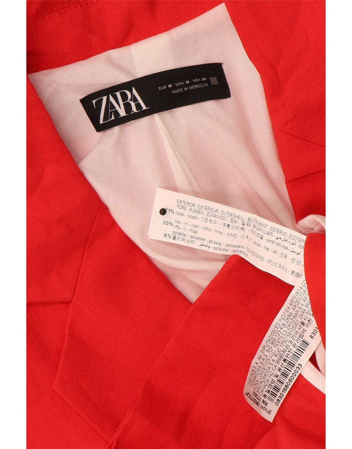 Jaqueta blazer feminina Zara com peito duplo Reino Unido 14 Lyocell vermelho médio