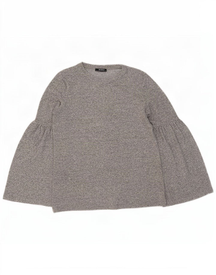 Zara Womens Trafaluc Top manga comprida Reino Unido 10 pequeno cinza manchado
