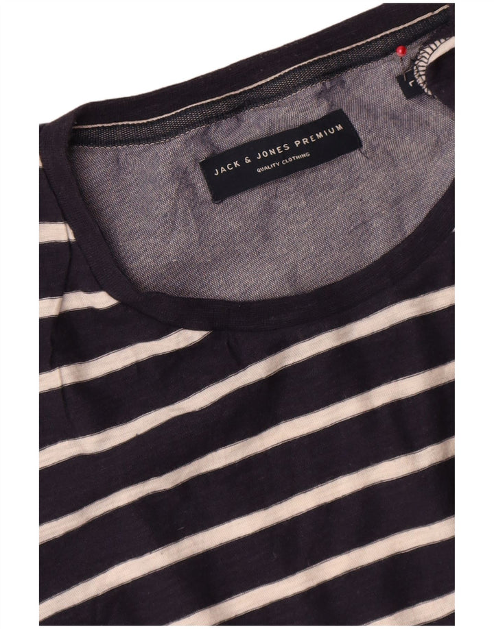 Camiseta masculina Jack & Jones grande listrada azul marinho