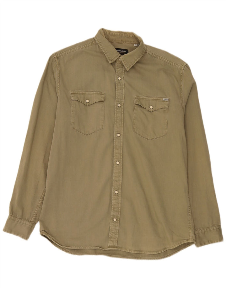 Camisa jeans masculina Jack & Jones XL cáqui