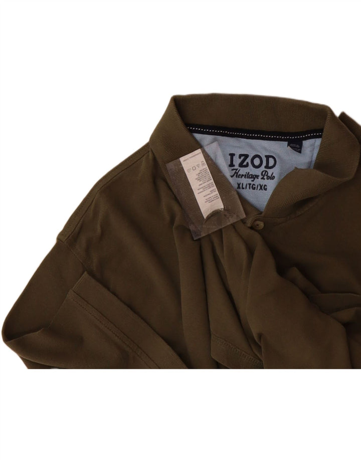 IZOD Mens Heritage Polo Shirt XL Khaki Cotton Vintage Izod and Second-Hand Izod from Messina Hembry 