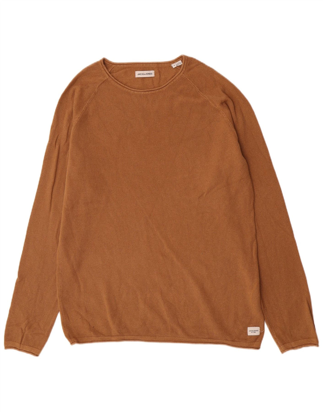 Suéter masculino Jack & Jones com gola redonda, grande algodão marrom
