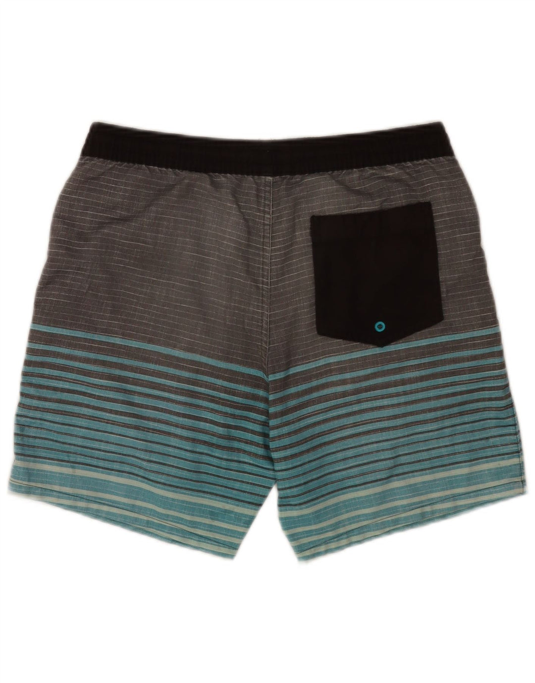 Quiksilver Shorts de natação masculino pequeno W29 L7 poliéster listrado cinza