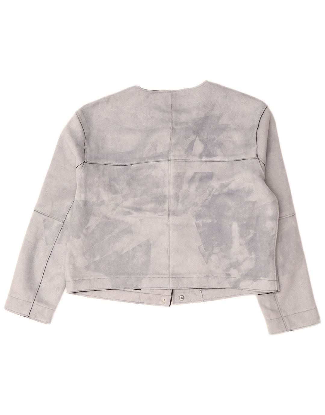ZARA Womens Crop Bomber Jacket UK 10 Pequeno Poliéster Cinza