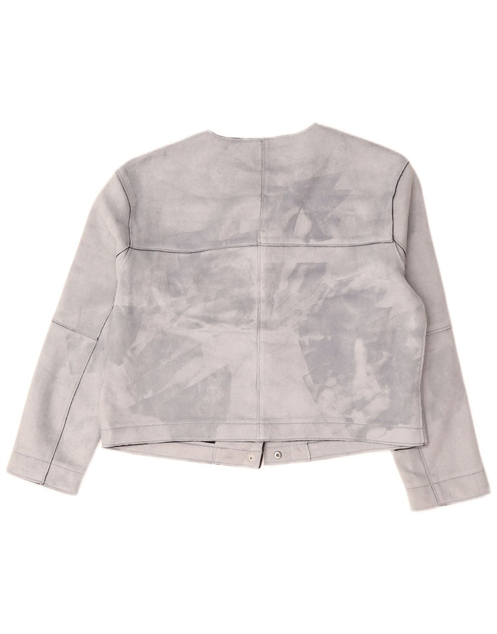 ZARA Womens Crop Bomber Jacket UK 10 Pequeno Poliéster Cinza