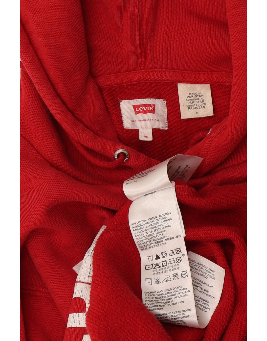 Moletom com capuz gráfico masculino Levi's médio vermelho algodão colorblock