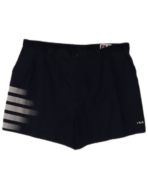 Fila Masculino Pegged Casual Shorts IT 54 2XL W38 Azul Marinho Listrado Poliéster