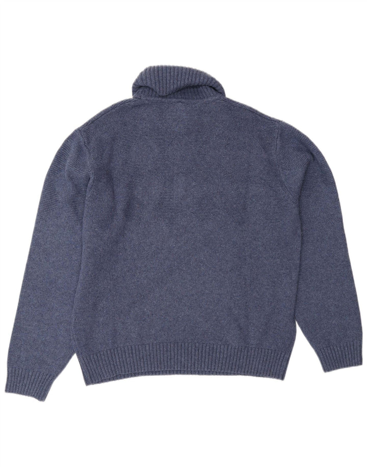 Suéter feminino SIR RAPHAEL com gola redonda Reino Unido 20 2XL lã azul marinho