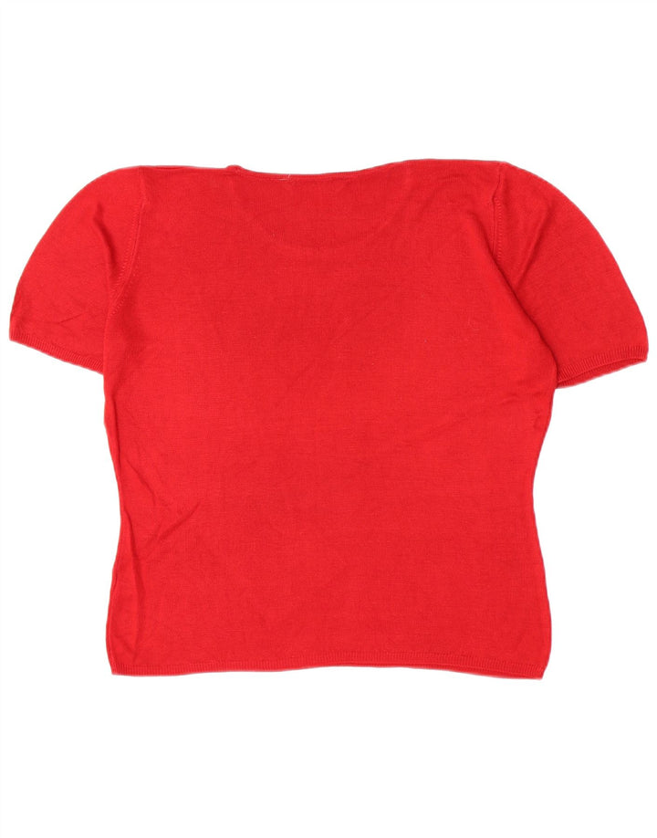 Camiseta feminina Marks & Spencer UK 14 grande viscose vermelha