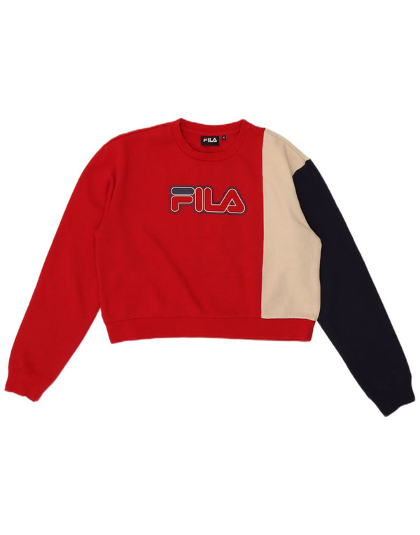 Suéter Fila Crop Graphic feminino UK 18 XL vermelho colorblock
