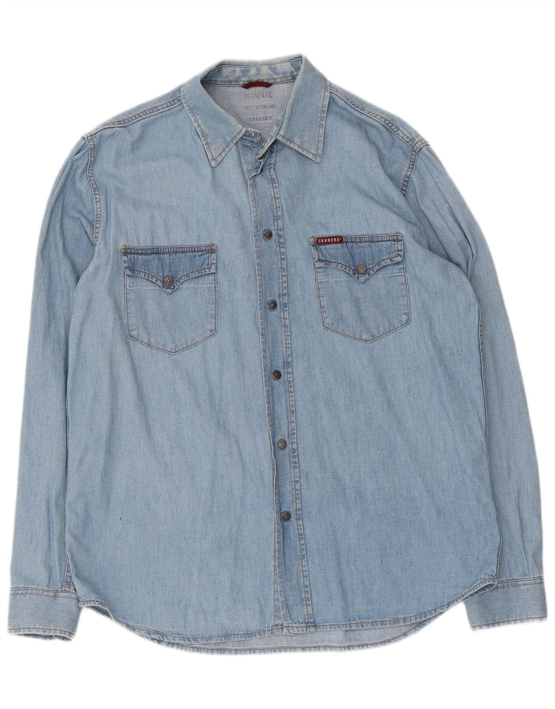 Camisa jeans masculina Carrera grande algodão azul