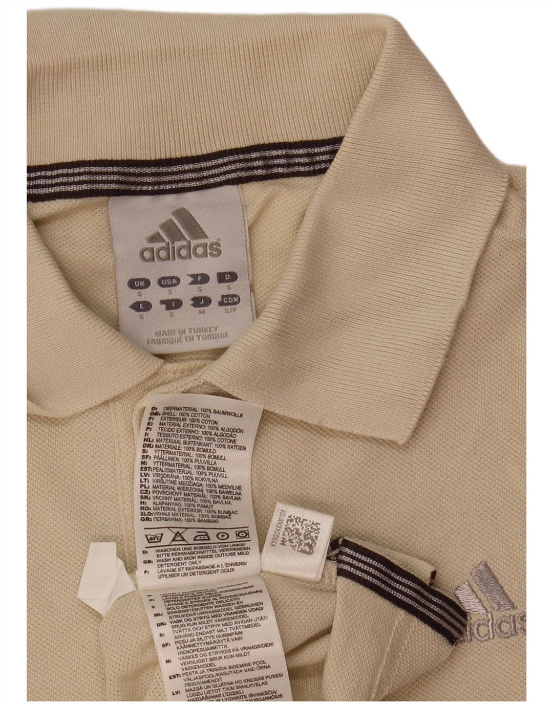 Camisa polo masculina Adidas pequena algodão bege