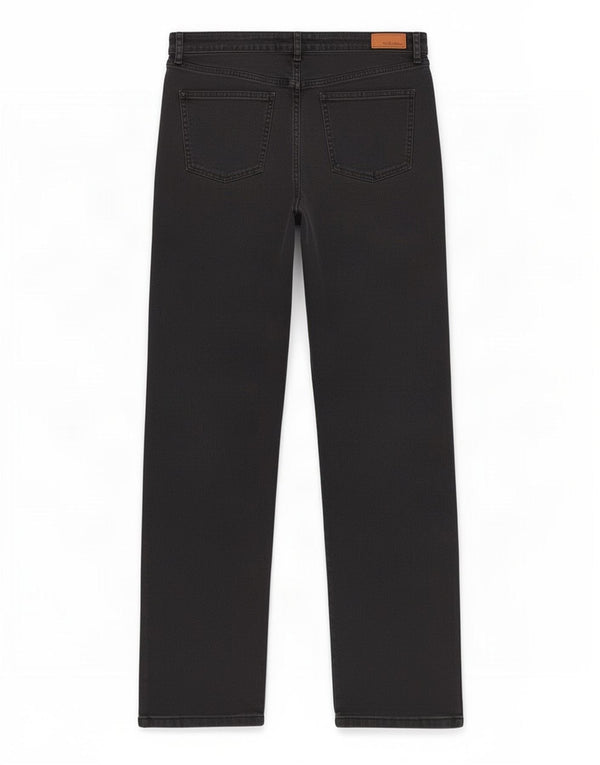 Calça jeans reta feminina Fat Face UK 14 grande W34 L30 algodão preto