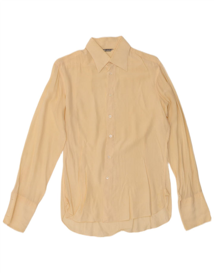 Camisa formal masculina vintage UE 40 seda bege média