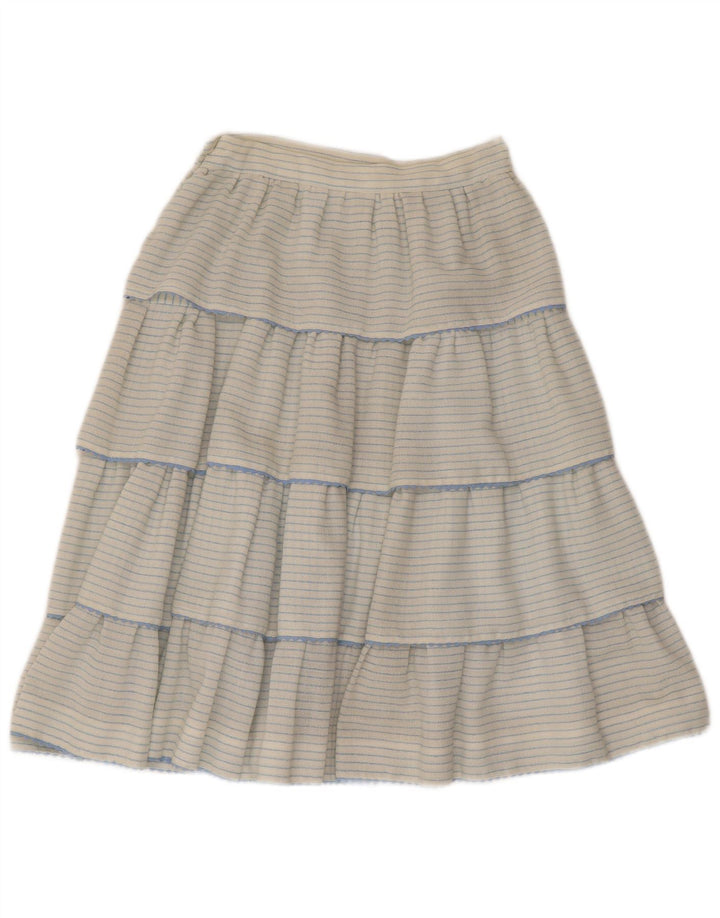 Saia feminina vintage em camadas W26 pequena listrada branca