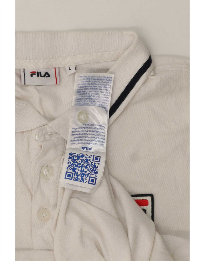 Camisa polo masculina Fila grande algodão listrado branco