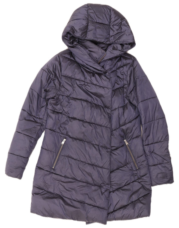 Casaco feminino acolchoado com capuz e capuz Barbour UK 8 pequeno azul marinho