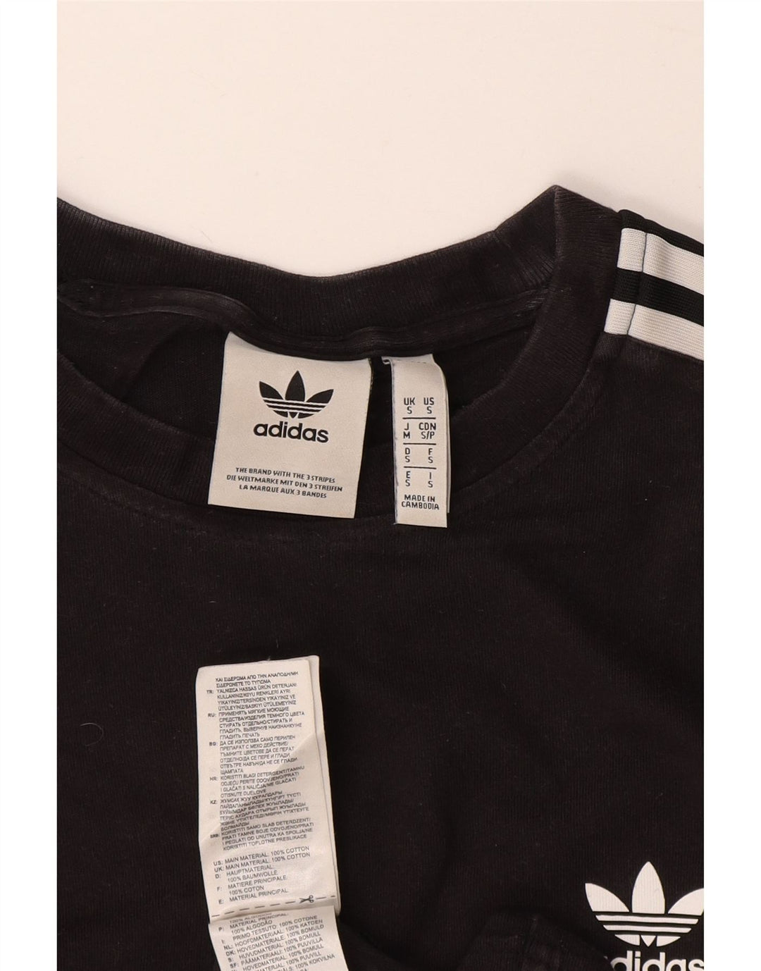 ADIDAS Mens Camiseta Top Pequeno Algodão Preto