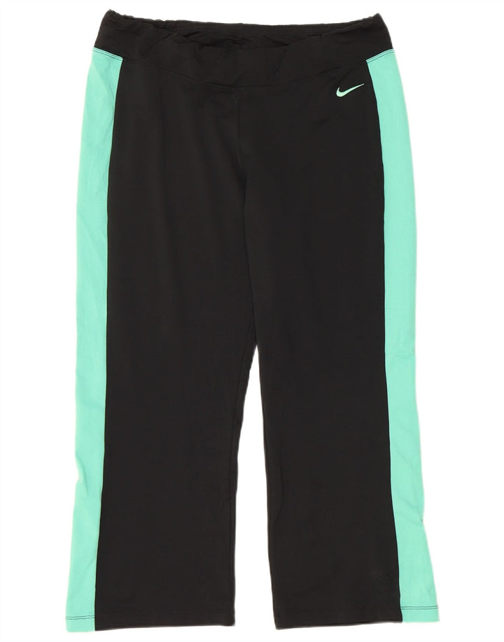 Calça de treino capri feminina NIKE EUA 12/14 grande bloco colorido preto