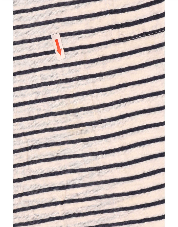Camiseta feminina Massimo Dutti UK 14 médio listrado branco