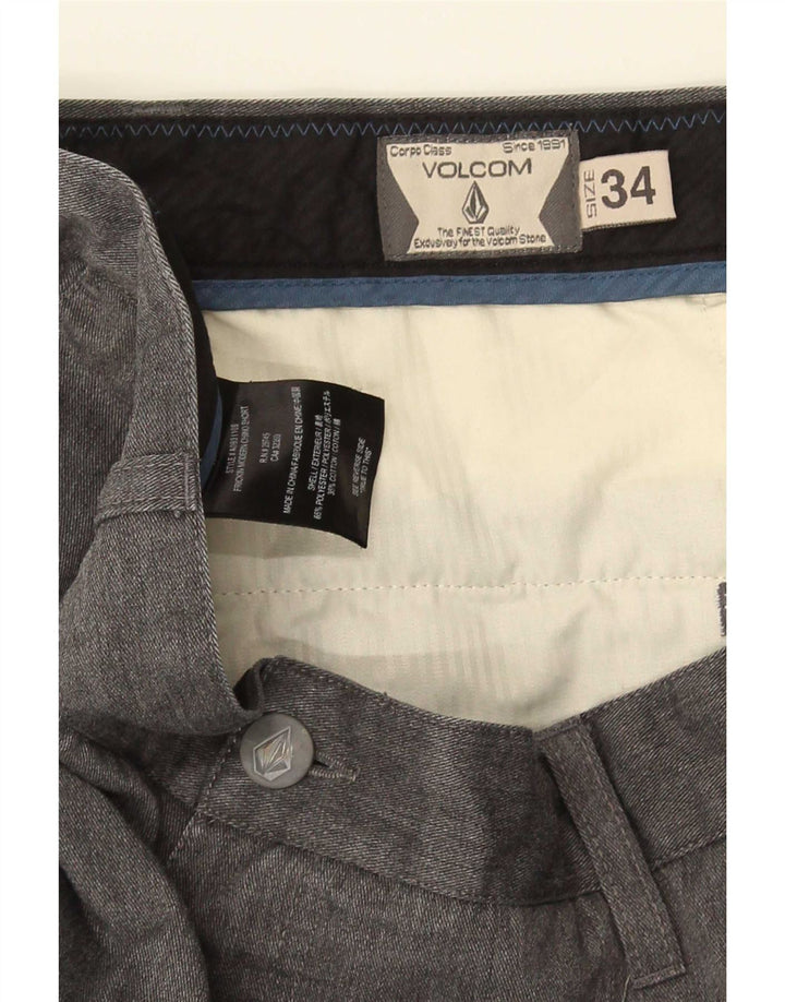 Shorts Chino masculino Volcom W34 grande algodão manchado cinza