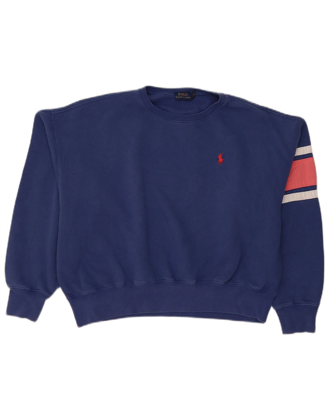 Polo Ralph Lauren moletom gráfico feminino jumper UK 14 médio azul
