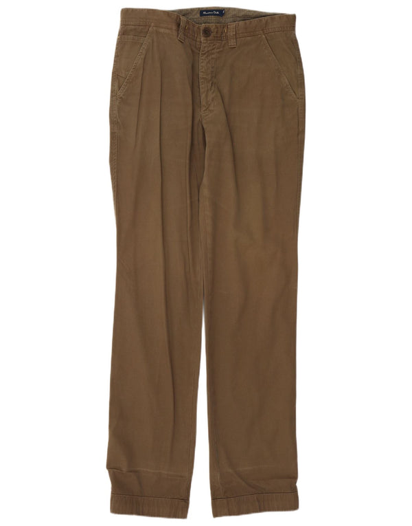Calça Chino masculina Massimo Dutti reta UE 42 grande W32 L34 algodão cáqui