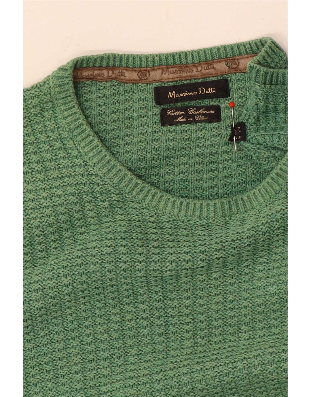 Suéter masculino Massimo Dutti com gola redonda e algodão verde médio