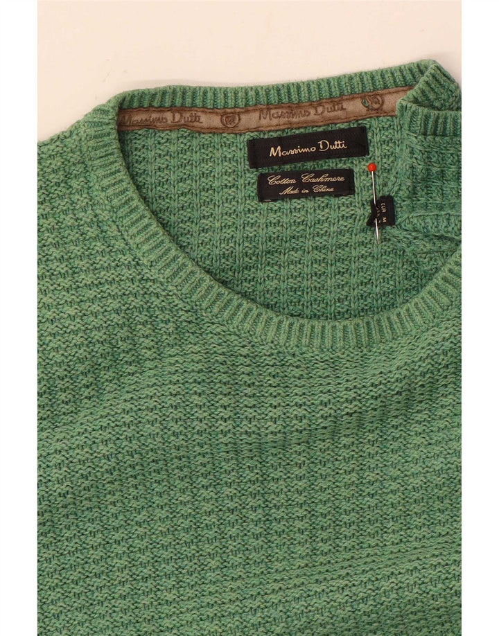 Suéter masculino Massimo Dutti com gola redonda e algodão verde médio