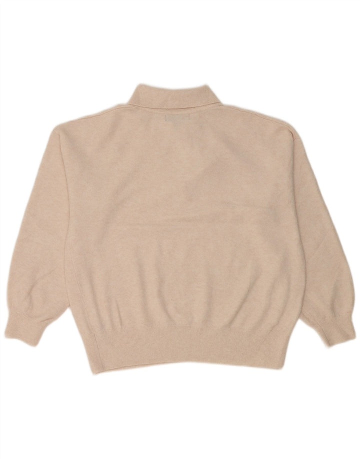 Suéter feminino Marks & Spencer com gola polo e gola polo UK 14 médio off white