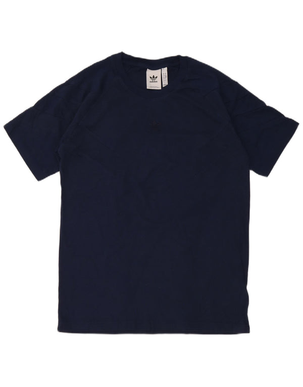 Adidas Mens Camiseta Top Médio Algodão Azul Marinho