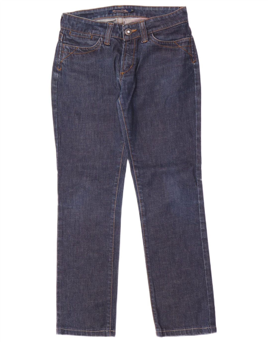 Jeans retos femininos Massimo Dutti W27 L29 algodão azul marinho