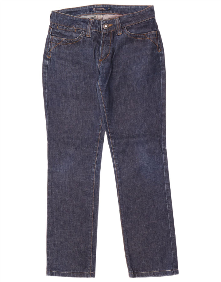 Jeans retos femininos Massimo Dutti W27 L29 algodão azul marinho