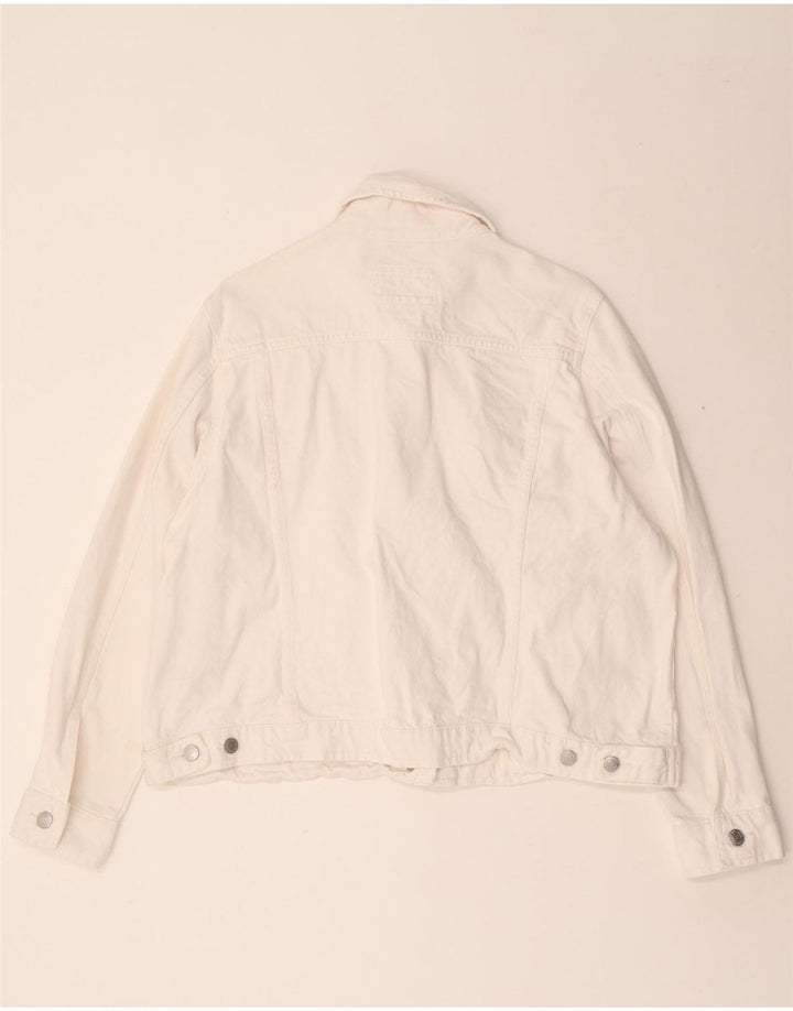 Jaqueta jeans feminina Marks & Spencer UK 18 XL algodão branco