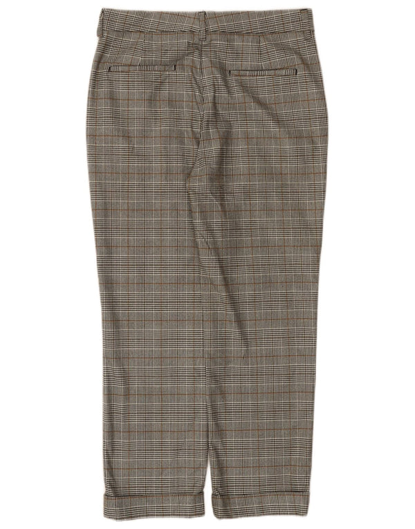 Zara Calça feminina cintura alta reta UE 36 XS W26 L25 cinza xadrez