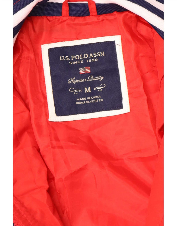 US Polo Assn. Jaqueta bomber feminina UK 14 poliéster colorblock vermelho médio