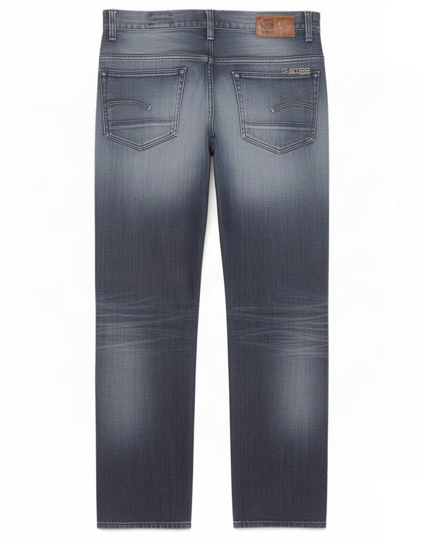 Calça jeans reta masculina G-Star desgastada W34 L34 algodão azul