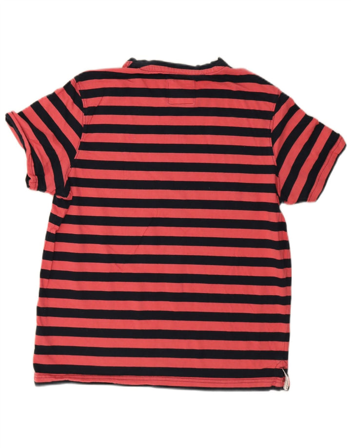 Camiseta masculina Crew Clothing Top médio algodão listrado rosa