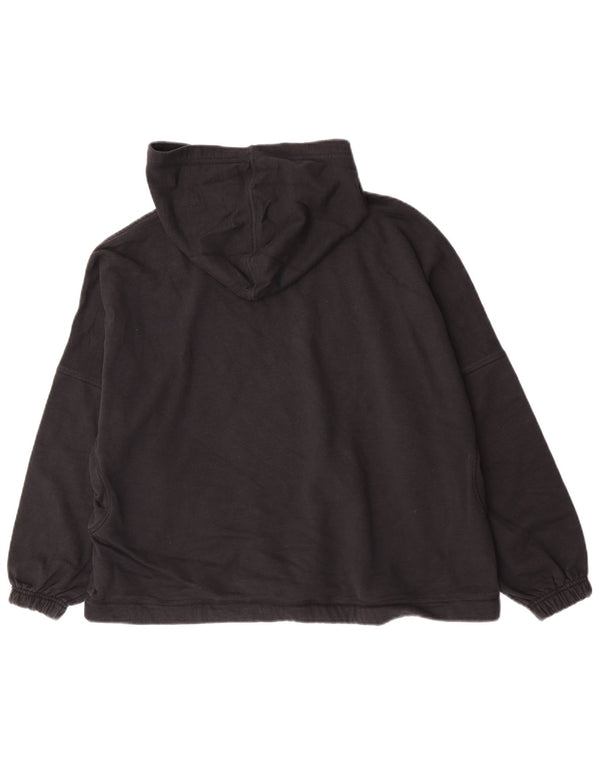 Adidas Womens Oversized Hoodie Jumper UK 4/6 XS Algodão Preto