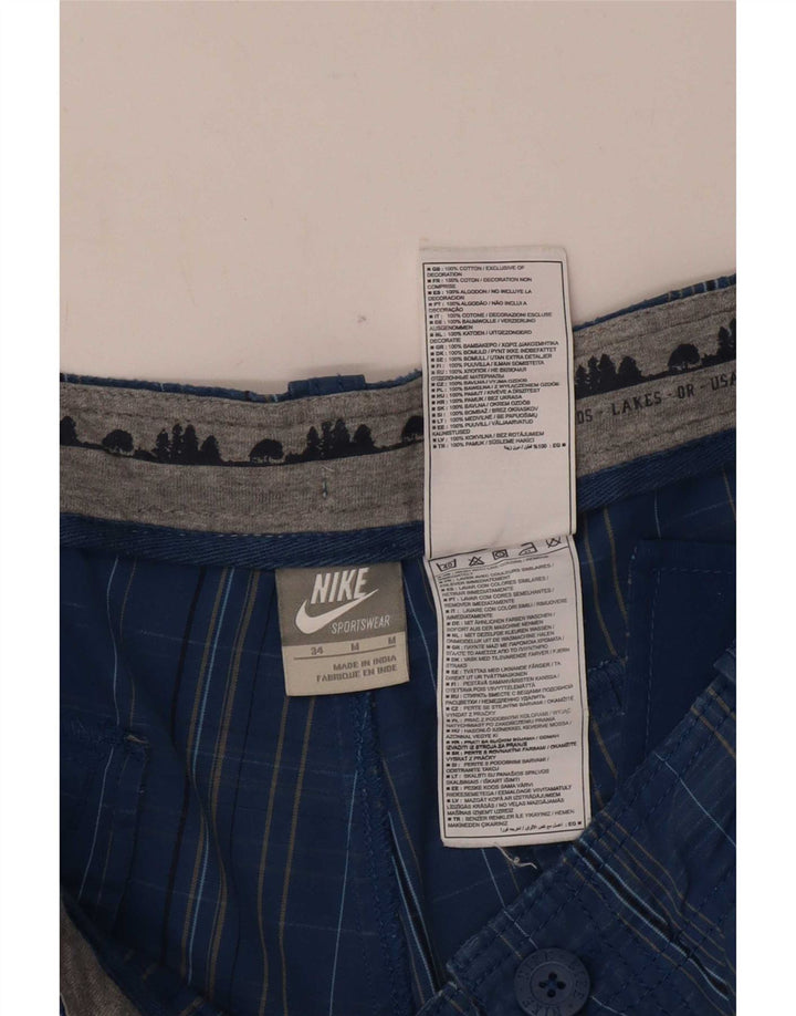 Nike Mens Cargo Shorts W34 Médio Azul Check Algodão